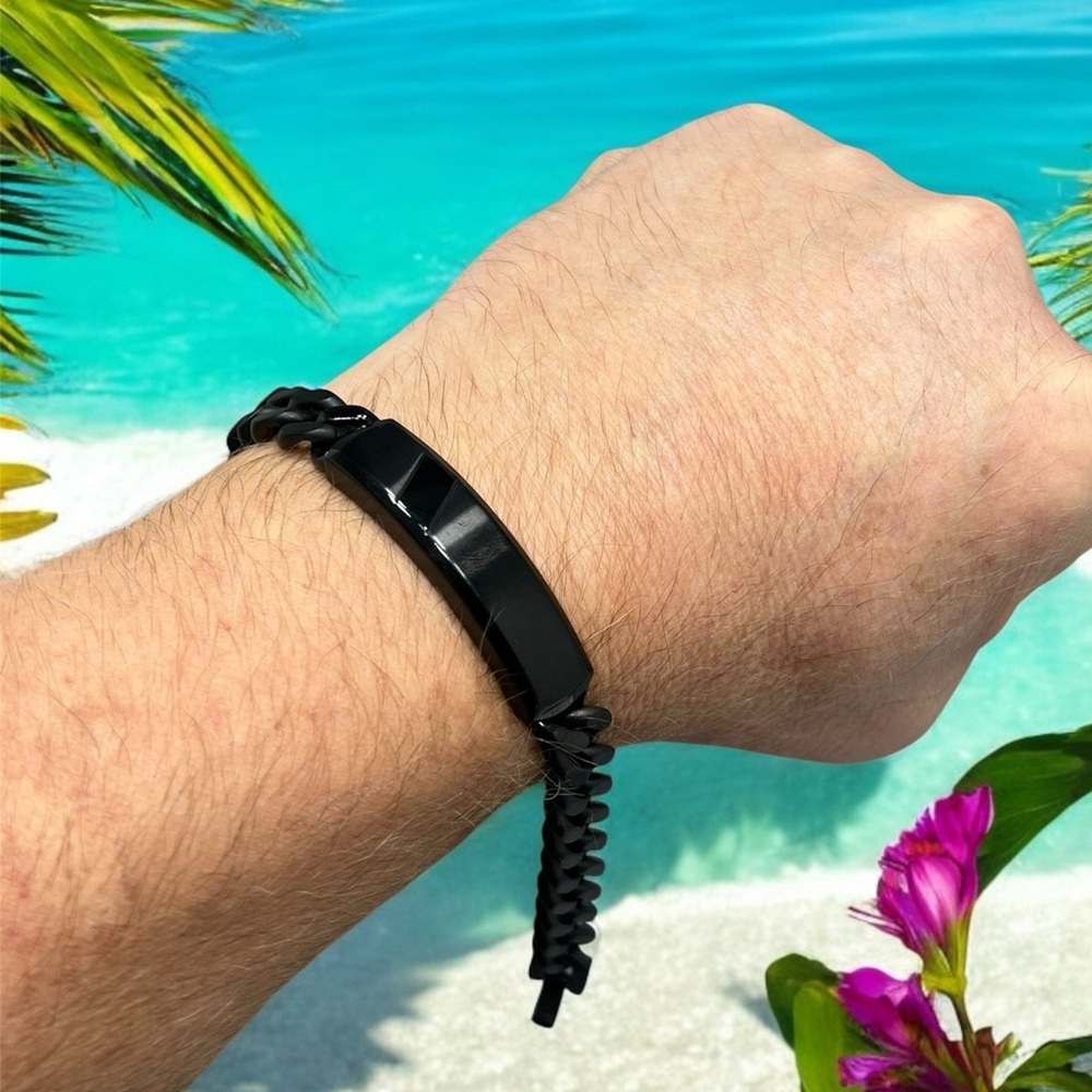 Sutton Mens Black Stainless Steel I.D. Bracelet